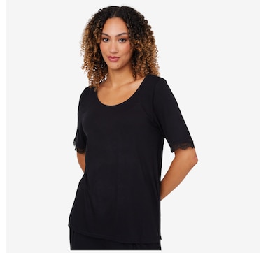 Cuddl Duds Soft Stretch Lace Trimmed Tee